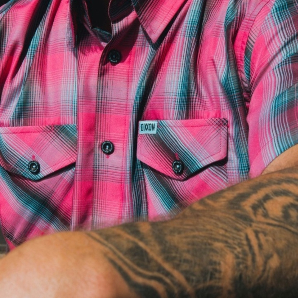 DIXXON Pink and Blue Casual Button Down Shirt